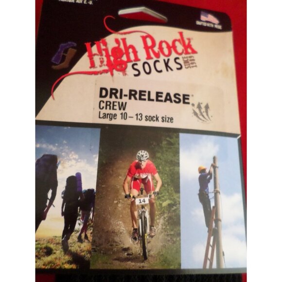 1 Pair  Large High Rock Dry Release Crew Socks Arch Support 10-13  Made in USA - Picture 3 of 6